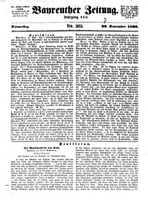 Bayreuther Zeitung Donnerstag 20. September 1860