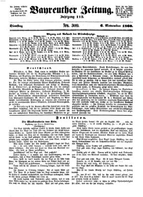 Bayreuther Zeitung Dienstag 6. November 1860
