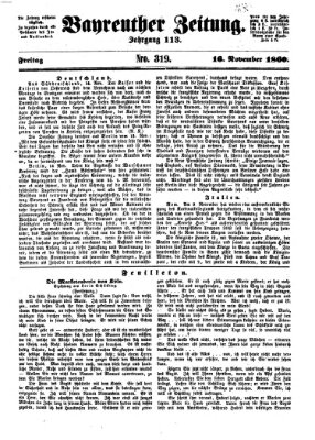 Bayreuther Zeitung Freitag 16. November 1860