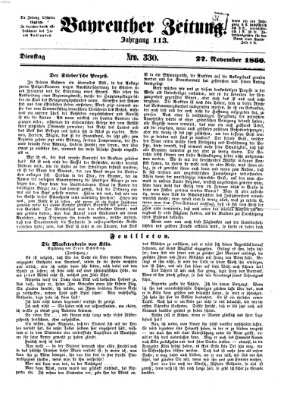 Bayreuther Zeitung Dienstag 27. November 1860
