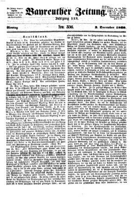 Bayreuther Zeitung Montag 3. Dezember 1860