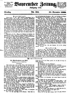 Bayreuther Zeitung Dienstag 11. Dezember 1860