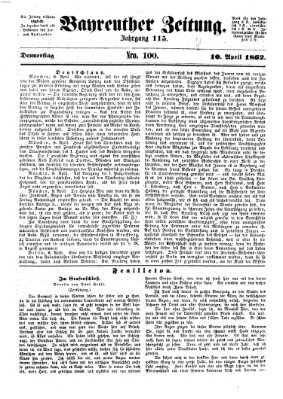 Bayreuther Zeitung Donnerstag 10. April 1862