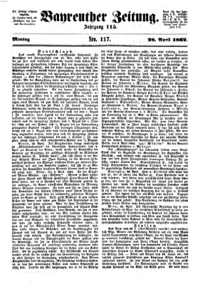 Bayreuther Zeitung Montag 28. April 1862
