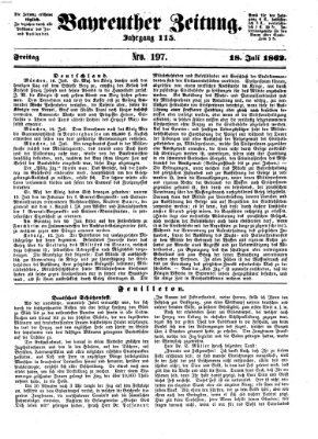 Bayreuther Zeitung Freitag 18. Juli 1862