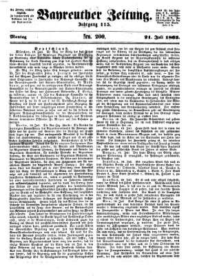 Bayreuther Zeitung Montag 21. Juli 1862