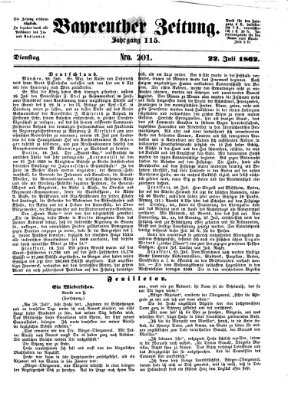 Bayreuther Zeitung Dienstag 22. Juli 1862