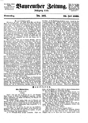 Bayreuther Zeitung Donnerstag 24. Juli 1862