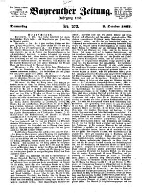 Bayreuther Zeitung Donnerstag 2. Oktober 1862