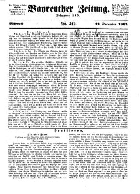 Bayreuther Zeitung Mittwoch 10. Dezember 1862