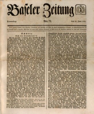 Basler Zeitung Donnerstag 23. Juni 1831
