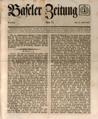 Basler Zeitung Dienstag 28. Juni 1831