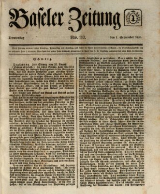 Basler Zeitung Donnerstag 1. September 1831