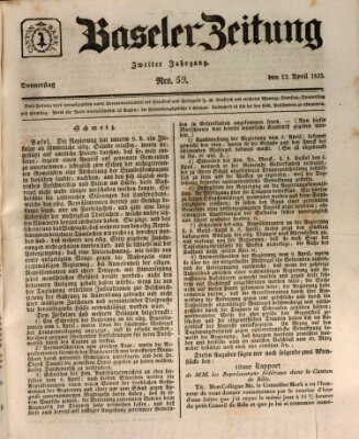 Basler Zeitung Donnerstag 12. April 1832