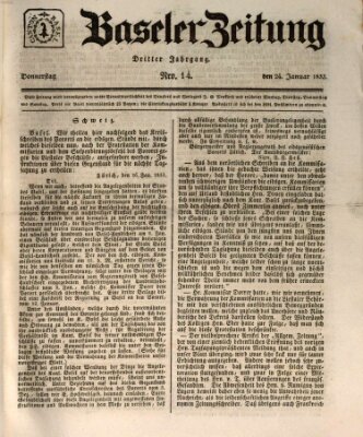Basler Zeitung Donnerstag 24. Januar 1833