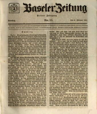 Basler Zeitung Dienstag 26. Februar 1833