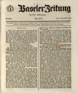 Basler Zeitung Samstag 20. Dezember 1834