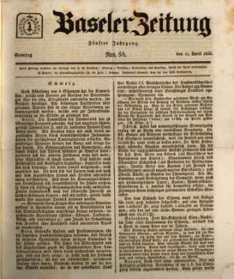 Basler Zeitung Samstag 11. April 1835