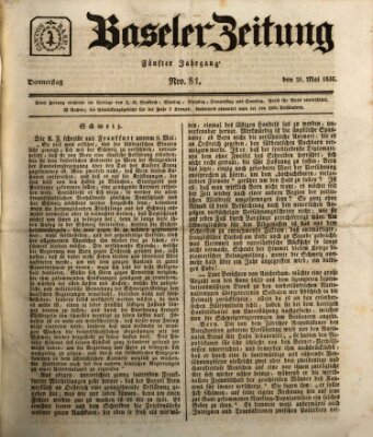 Basler Zeitung Donnerstag 21. Mai 1835