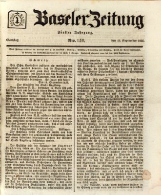 Basler Zeitung Samstag 19. September 1835