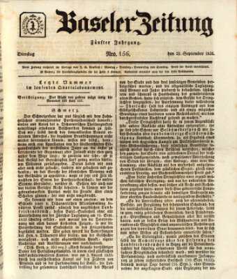 Basler Zeitung Dienstag 29. September 1835