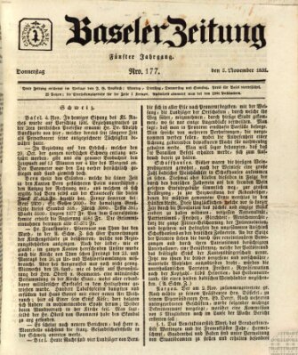 Basler Zeitung Donnerstag 5. November 1835