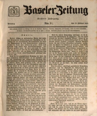 Basler Zeitung Dienstag 23. Februar 1836