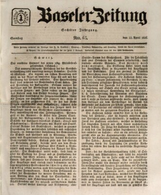 Basler Zeitung Samstag 23. April 1836