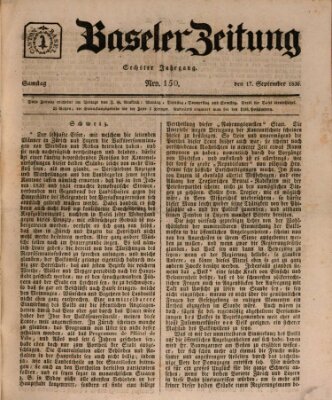 Basler Zeitung Samstag 17. September 1836