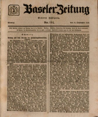 Basler Zeitung Montag 14. November 1836