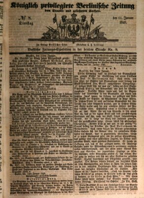 Königlich privilegirte Berlinische Zeitung von Staats- und gelehrten Sachen (Berlinische privilegirte Zeitung) Dienstag 11. Januar 1848