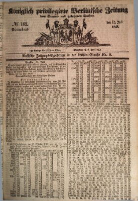 Königlich privilegirte Berlinische Zeitung von Staats- und gelehrten Sachen (Berlinische privilegirte Zeitung) Samstag 15. Juli 1848