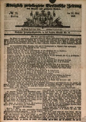 Königlich privilegirte Berlinische Zeitung von Staats- und gelehrten Sachen (Berlinische privilegirte Zeitung) Freitag 23. März 1849