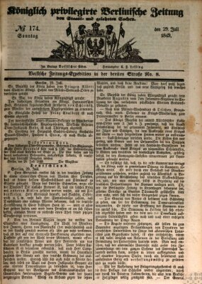 Königlich privilegirte Berlinische Zeitung von Staats- und gelehrten Sachen (Berlinische privilegirte Zeitung) Sonntag 29. Juli 1849