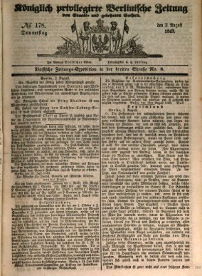 Königlich privilegirte Berlinische Zeitung von Staats- und gelehrten Sachen (Berlinische privilegirte Zeitung) Montag 2. Juli 1849