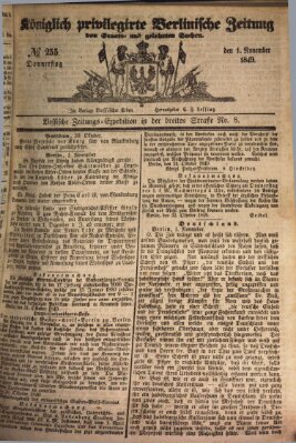 Königlich privilegirte Berlinische Zeitung von Staats- und gelehrten Sachen (Berlinische privilegirte Zeitung) Donnerstag 1. November 1849