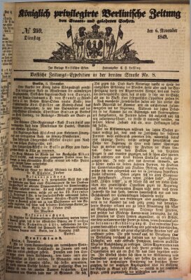 Königlich privilegirte Berlinische Zeitung von Staats- und gelehrten Sachen (Berlinische privilegirte Zeitung) Dienstag 6. November 1849