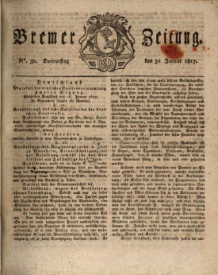 Bremer Zeitung Donnerstag 30. Januar 1817