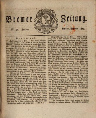 Bremer Zeitung Freitag 21. Februar 1817