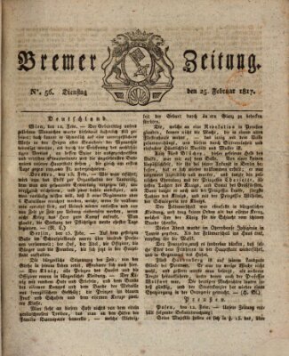 Bremer Zeitung Dienstag 25. Februar 1817