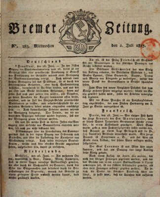 Bremer Zeitung Mittwoch 2. Juli 1817