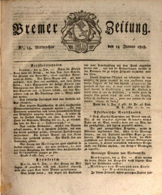Bremer Zeitung Mittwoch 14. Januar 1818