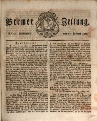Bremer Zeitung Mittwoch 11. Februar 1818