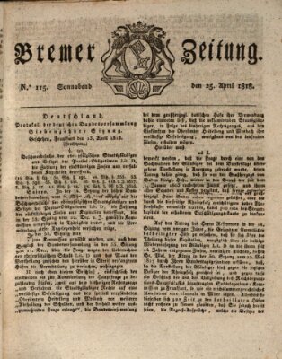 Bremer Zeitung Samstag 25. April 1818