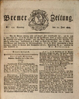 Bremer Zeitung Sonntag 21. Juni 1818