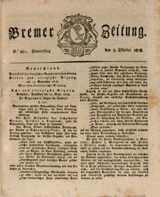 Bremer Zeitung Donnerstag 8. Oktober 1818