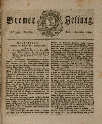 Bremer Zeitung Dienstag 1. Dezember 1818