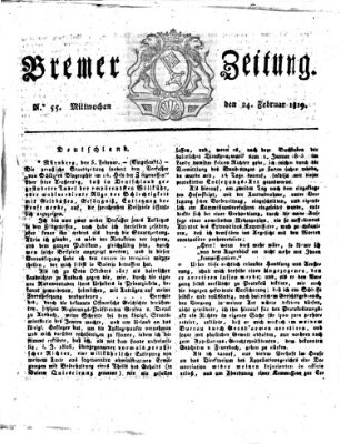 Bremer Zeitung Mittwoch 24. Februar 1819