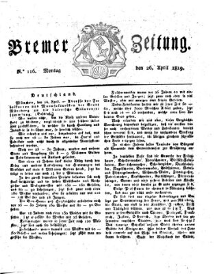 Bremer Zeitung Montag 26. April 1819