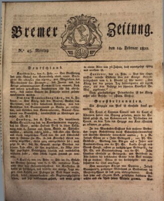 Bremer Zeitung Montag 14. Februar 1820